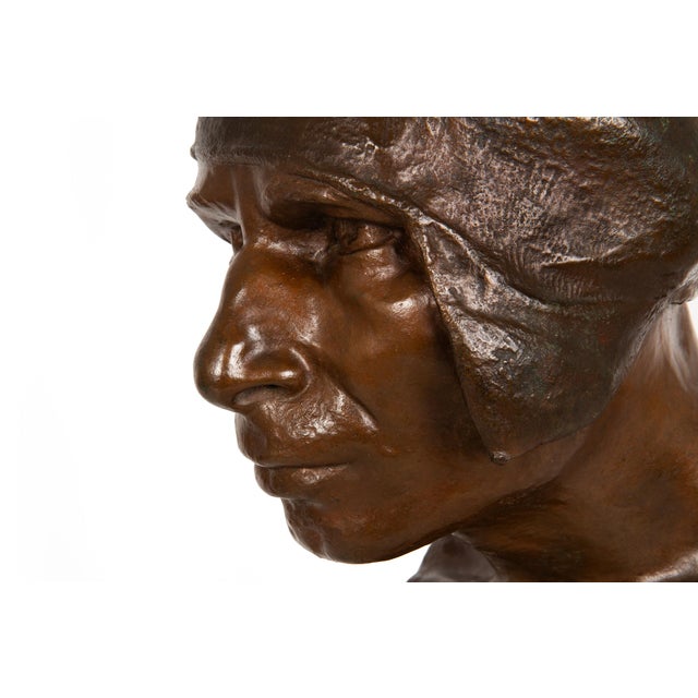 Brown Italian Bronze Sculpture Bust “The Wagoner" (1879) by Achille d'Orsi For Sale - Image 8 of 18