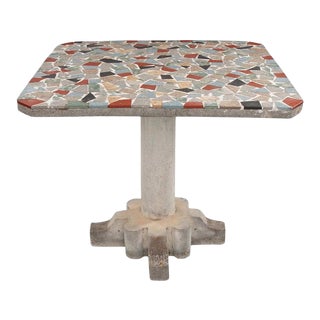Vintage Terrazzo and Concrete Pedestal Table For Sale