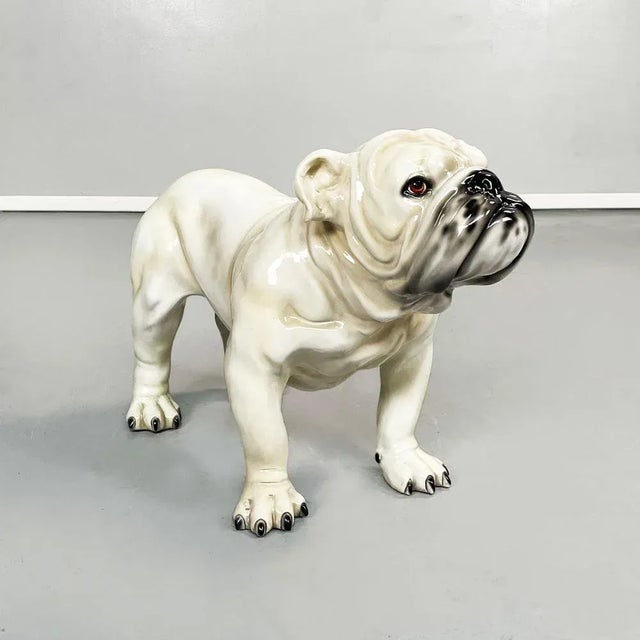 Italian Modern Beige & Black Ceramic Sculpture of Standing Bulldog, 1970s For Sale - Image 16 of 16