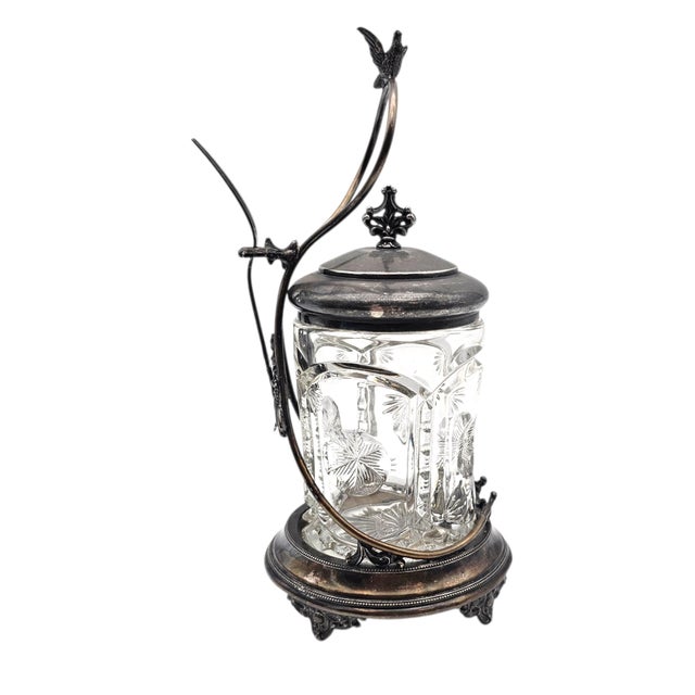 Late 19th Century Late 19th Century Rockford Silver Plate Figural Bird Pickle Castor With Cut Glass Jar For Sale - Image 5 of 18