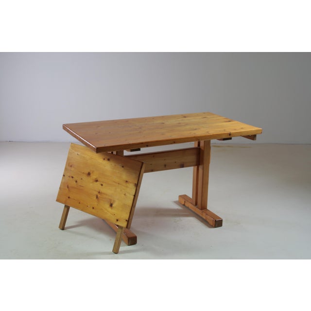 Mid-Century Modern Vintage French Table in Pine with Extension, 1960s For Sale - Image 3 of 14