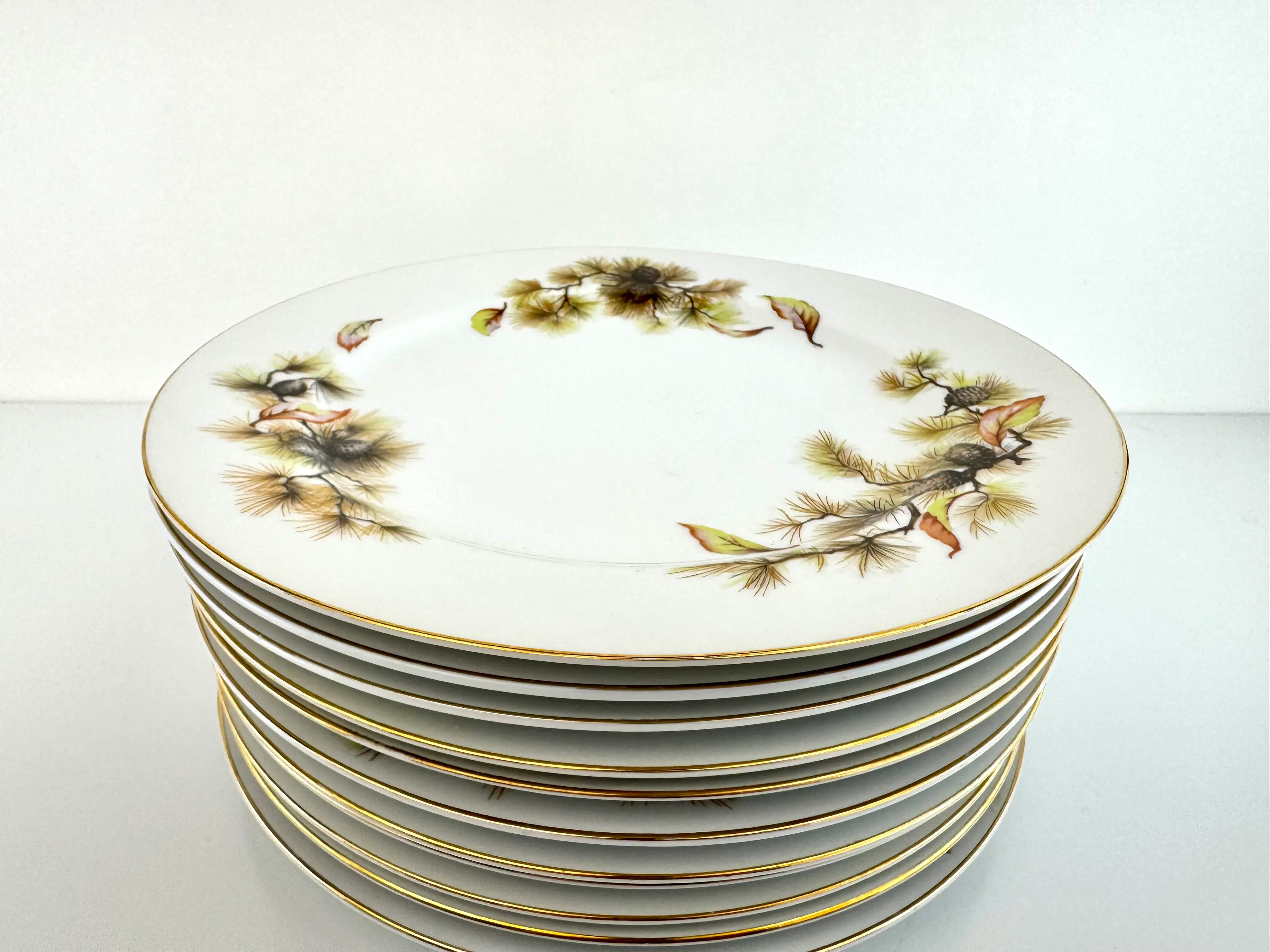Vintage Mid Century Kyoto China “Pines” Pattern Porcelain Plates