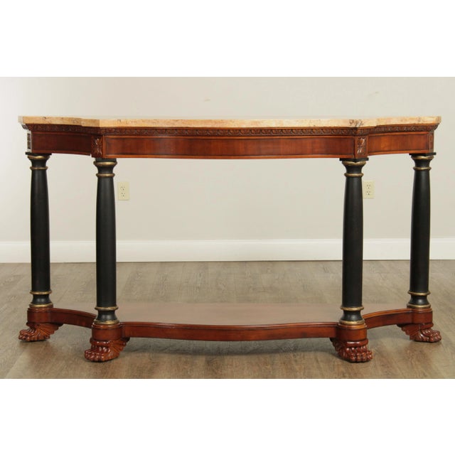 Traditional 1990s Empire Style Serpentine Marble Top Console Table For Sale - Image 3 of 13
