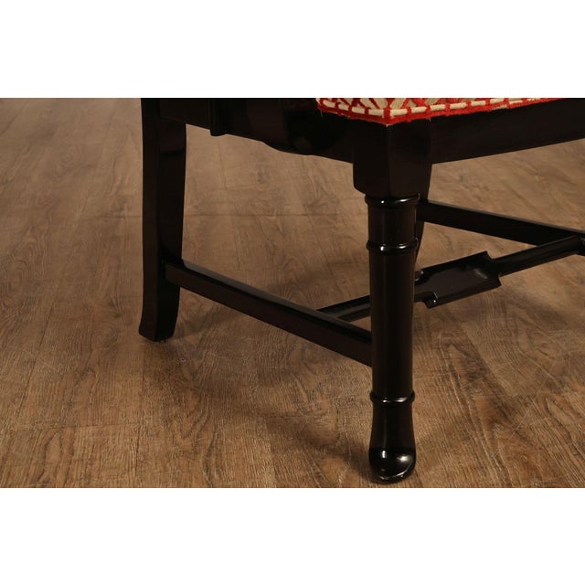 12 Custom Black Lacquered Asian Inspired Dining Chairs For Sale - Image 9 of 18