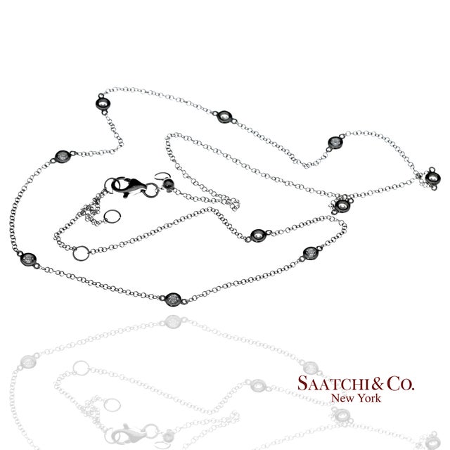 Early 21st Century 14k(585) White Gold Natural Diamond Adjustable by the Yard Necklace/Pendant For Sale - Image 5 of 12