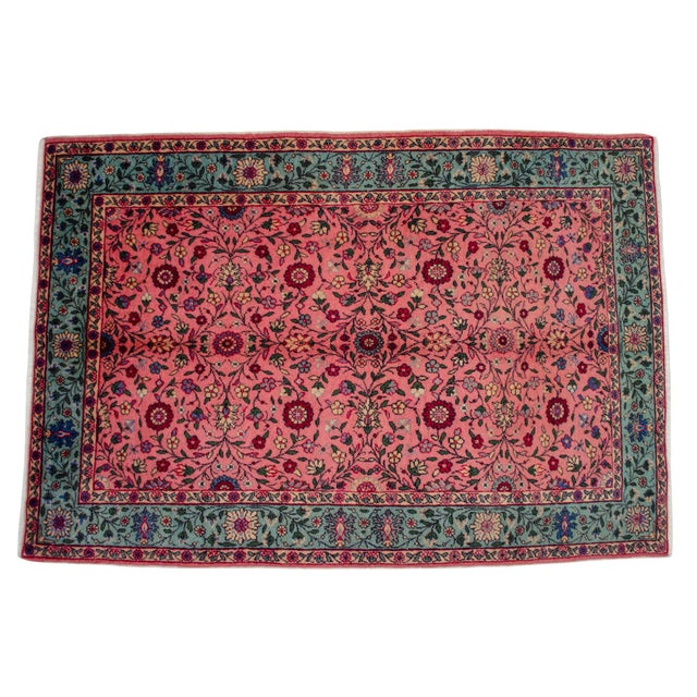 1940s 1950s Vintage Turkish Rug Hand Knotted Area Rug - 3′9″ × 5′5″ For Sale - Image 5 of 11