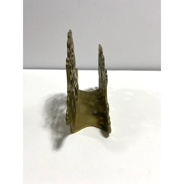 Hollywood Regency 1950s Brass Filigree Letter Holder – Vintage Desk Organizer - Napkin Holder For Sale - Image 3 of 11