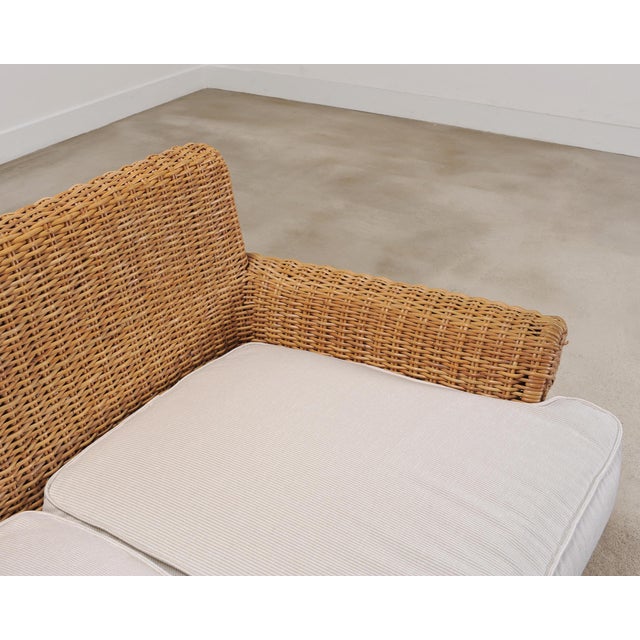 Organic Modern Woven Rattan Wicker Lounge Chair and Settee For Sale - Image 15 of 18