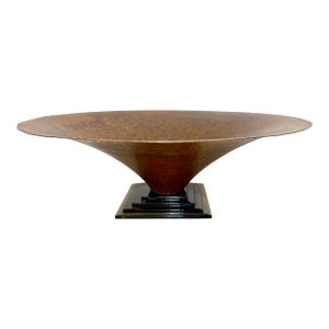 Large Eva 96' Mid Century Modern Hammered Copper Glass Footed Centerpiece Bowl