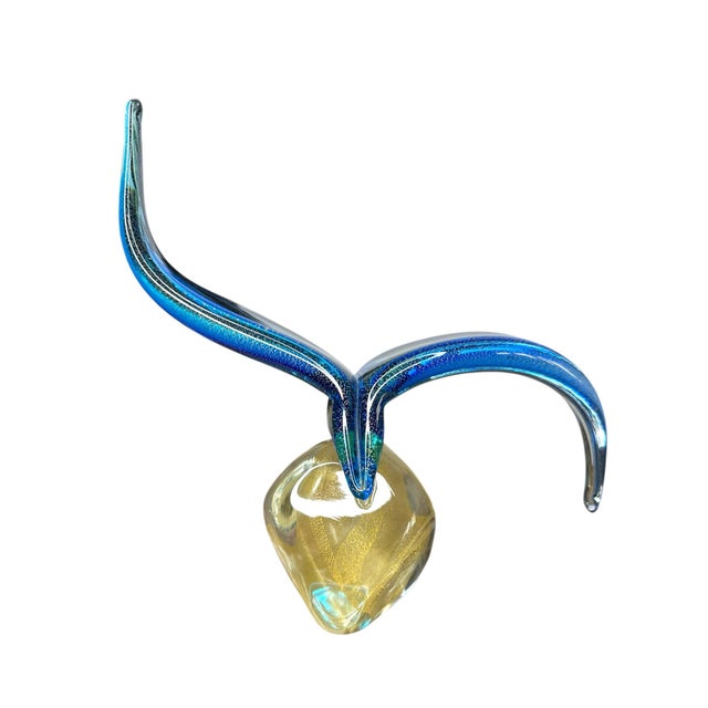 Limited edition Sandro Frattini Murano blue bird art glass sculpture, signed and numbered 21/70. The long sweeping bird...