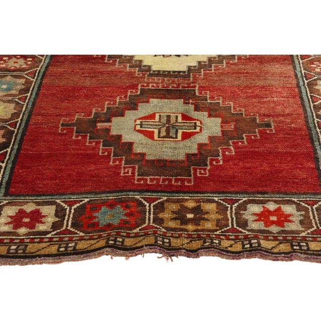 Vintage Red Turkish Oushak Rug - 04'03 X 06'10 For Sale - Image 4 of 9