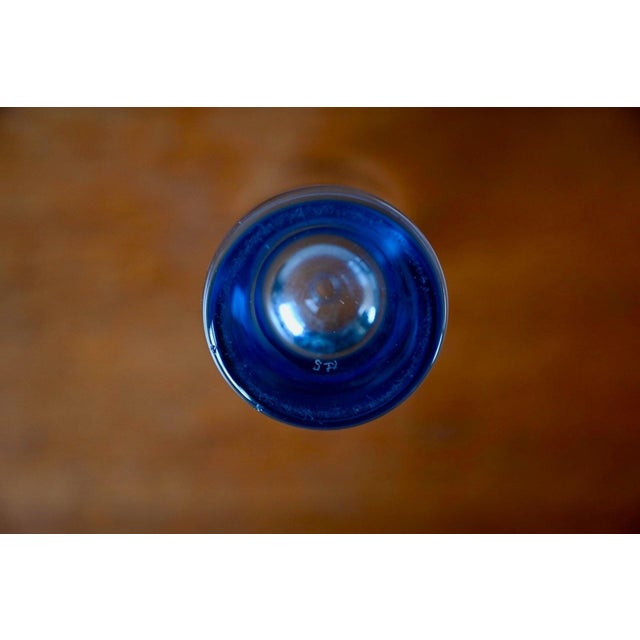 Scandinavian Modernist Danish Glass Bud Vase in Blue Glass, 1950s For Sale - Image 6 of 7