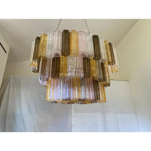 Contemporary Tronchi Murano Glass Chandelier in Venini Style by Simoeng for Simoeng For Sale - Image 3 of 14