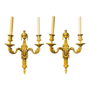 1900's Caldwell Gilt Bronze Sconces With 2 Lights - Pair