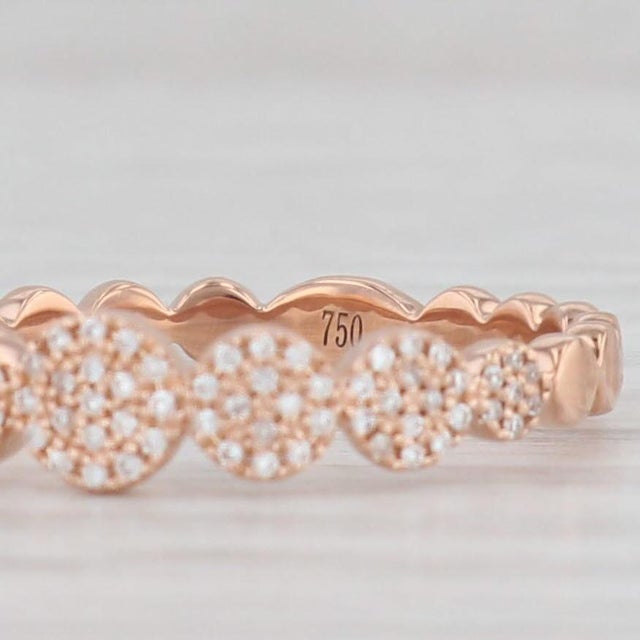 New 0.10ctw Stackable Diamond Cluster Ring 18k Rose Gold Size 7 Wedding Band For Sale In Greensboro - Image 6 of 8