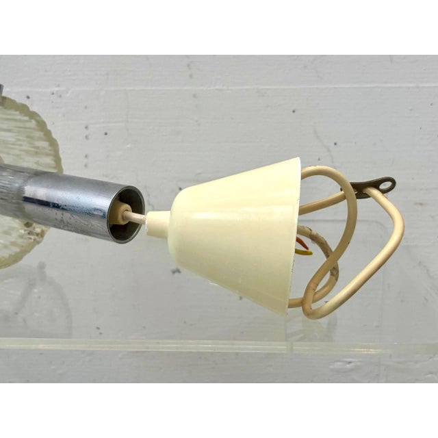 Vintage Pendant Lamp in Textured Glass and Chrome from Kaiser Leuchten, 1970s For Sale - Image 4 of 11
