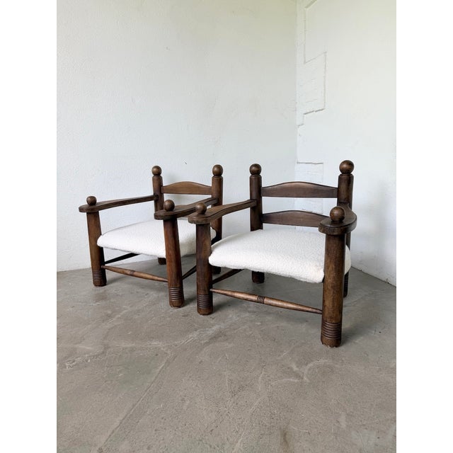 Lounge Chairs in Oak by Dudouyt, 1950s, Set of 2 For Sale - Image 17 of 18