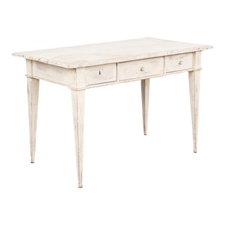 Antique White Side Table Small Writing Table With Three Drawers, Sweden Circa 1880 For Sale