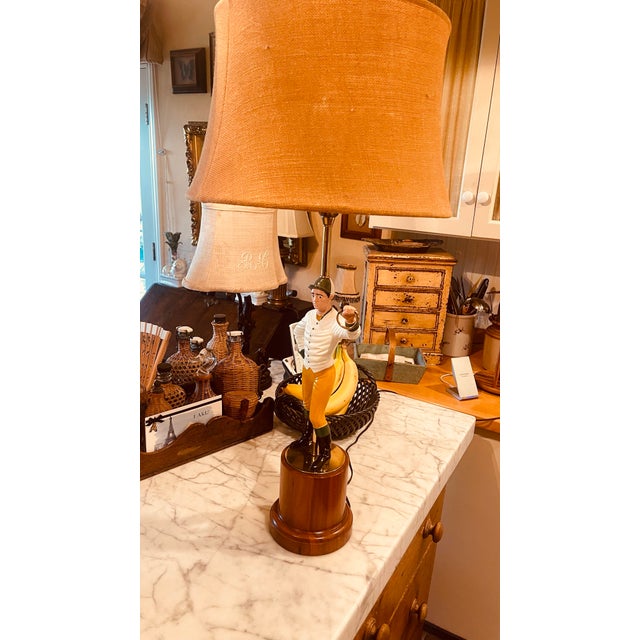 Vintage equestrian lamp with jockey . Beautiful condition for its age .