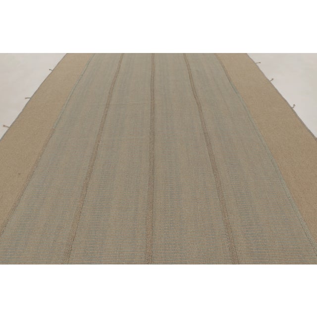Rug & Kilim’s Contemporary Kilim With Tonal Brown and Ice Blue Stripes For Sale In New York - Image 6 of 9