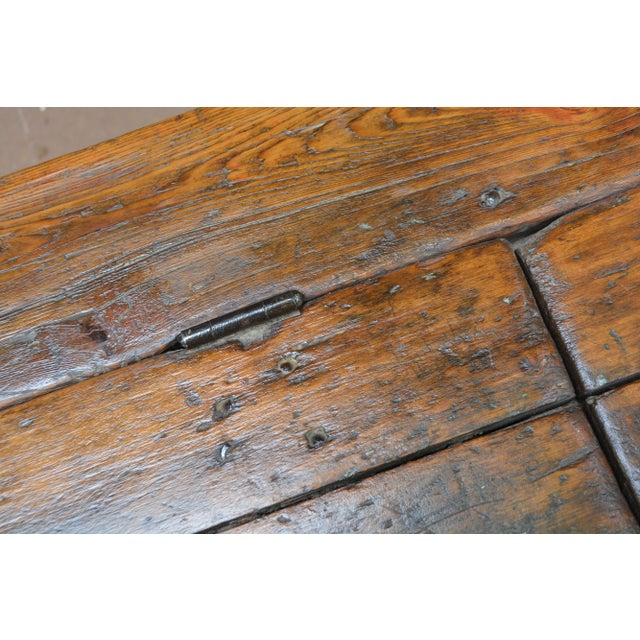 Antique European Rustic Wood Pine Trunk / Blanket Box W/ Double Lift Up Lids For Sale - Image 17 of 17