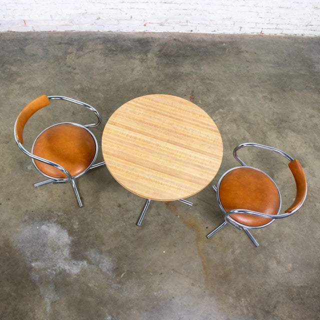 Mid to Late 20th Century Art Deco Streamline Moderne Dining Set With Round Table & 2 Chairs by Sutton Bridge For Sale - Image 12 of 18