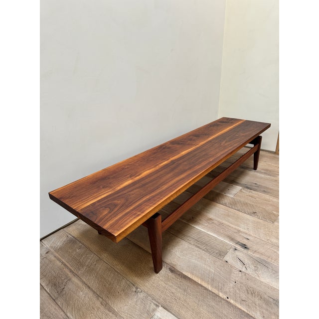 Jens Risom 1950s Mid Century Floating Coffee Table, Model T621 Style Bench For Sale - Image 4 of 12