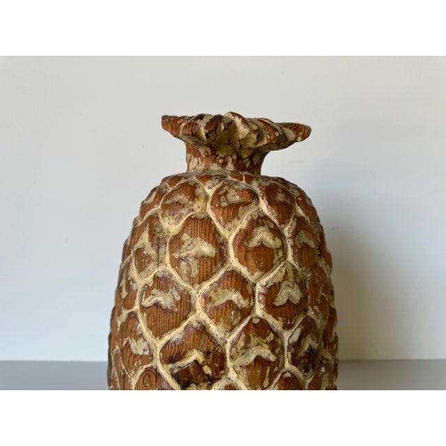 Stunning vintage Palm Beach Hollywood Regency Carved wood pineapple sculpture by Sarreid Ltd., made in Spain! Oversize...