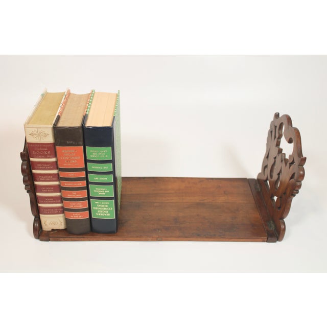 Antique English Hand Carved Wooden Folding Book Shelf For Sale - Image 10 of 12