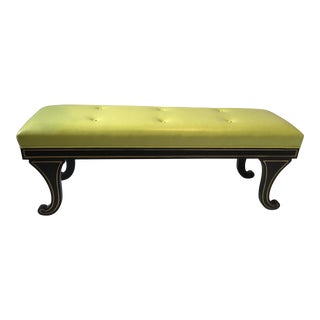 Regency Style Bench in Chartreuse Leather For Sale