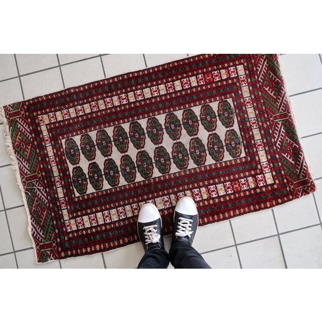 1960s, Handmade Vintage Uzbek Bukhara Rug 2.5' X 4.2' For Sale In New York - Image 6 of 13