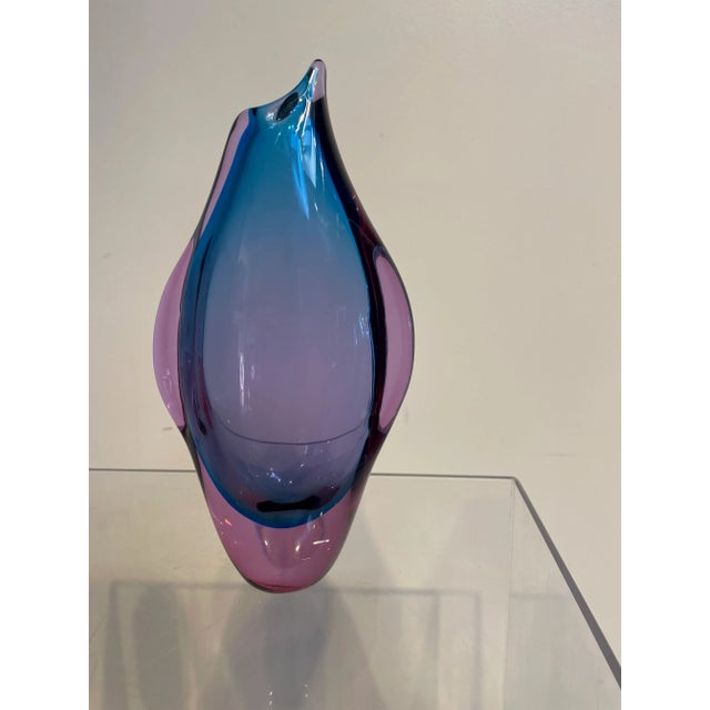 Mid-Century Modern 1970s Flavio Poli Penguin Large Sommerso Murano Vase Mid-Century For Sale - Image 3 of 8