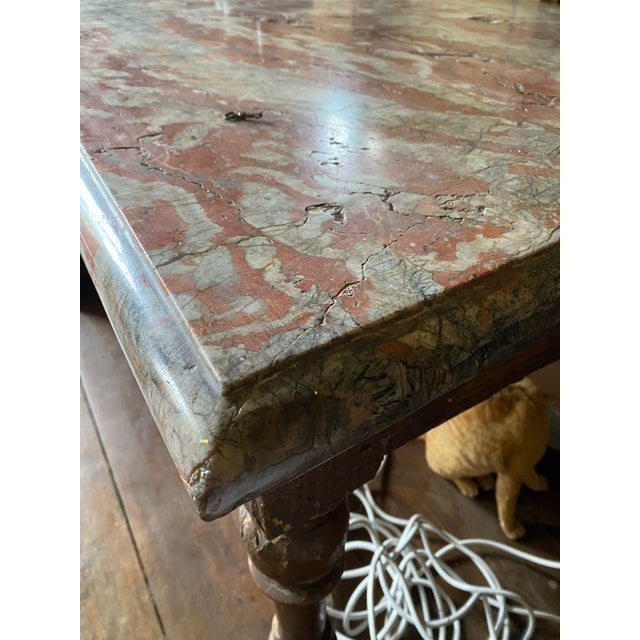 Maroon Antique French Marble Game Table, 1890s For Sale - Image 8 of 11