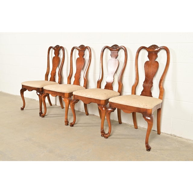 Stanley Furniture Queen Anne Solid Mahogany Dining Chairs by Stanley, Set of Four For Sale - Image 4 of 13