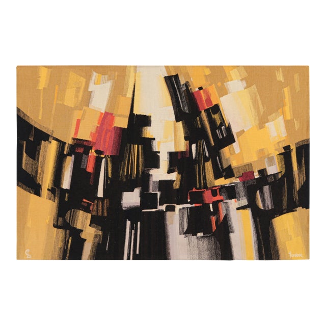 Signed Vintage Andre Borderie Tapestry With Abstract Patterns - Rug & Kilim For Sale