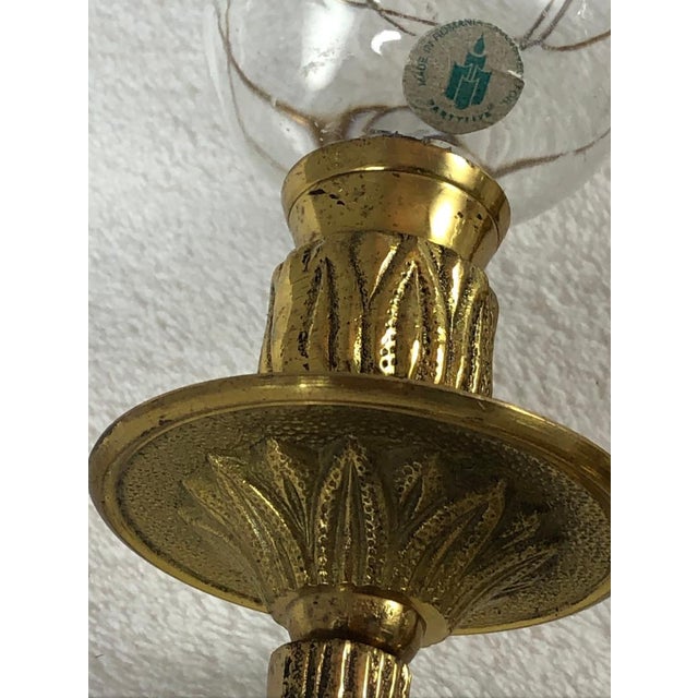 Vintage Early 20th Century French Empire Brass and Crystal Sconces - a Pair For Sale - Image 4 of 10