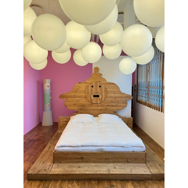Bed with Headboard and Frame in Pine by Mario Ceroli for Poltronova, 1974 For Sale - Image 16 of 18