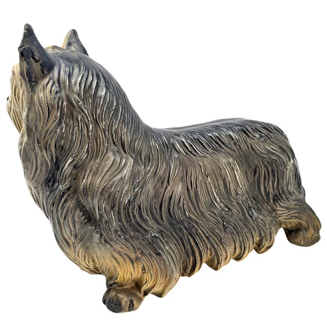 Brown Vintage Mid-Century Italian Style Plaster Yorkie Figurine Enamel 16.5" For Sale - Image 8 of 13