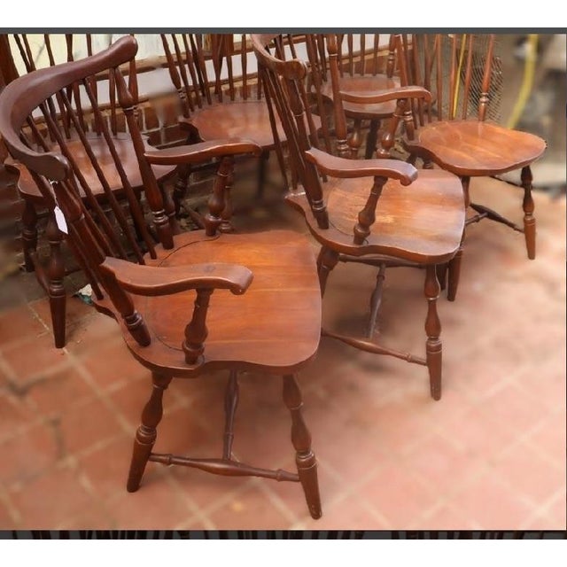 Set of 6 Late 20th Century Pennsylvania House Cherry Windsor Armchairs For Sale - Image 6 of 6