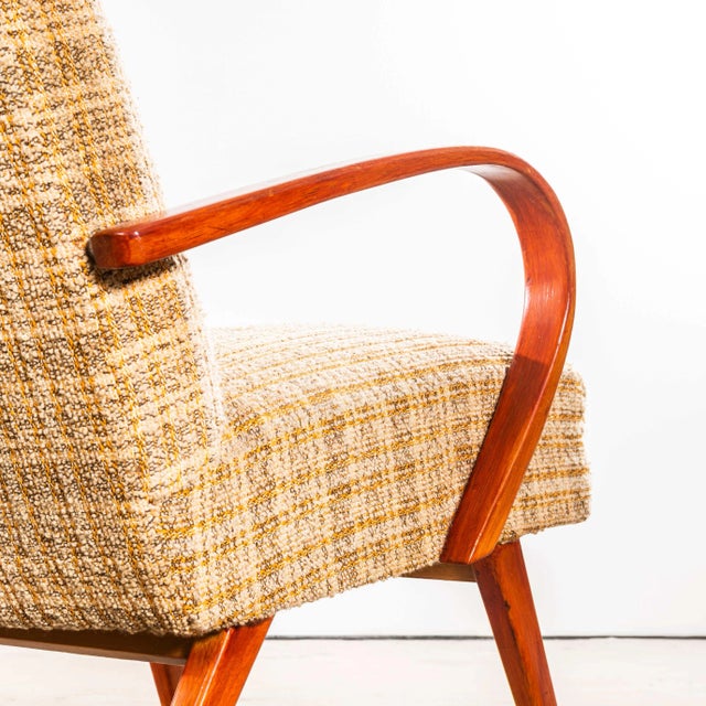 Sprung Armchair with Geometric Check Upholstery by Jaroslav Šmídek, 1950s For Sale - Image 3 of 9