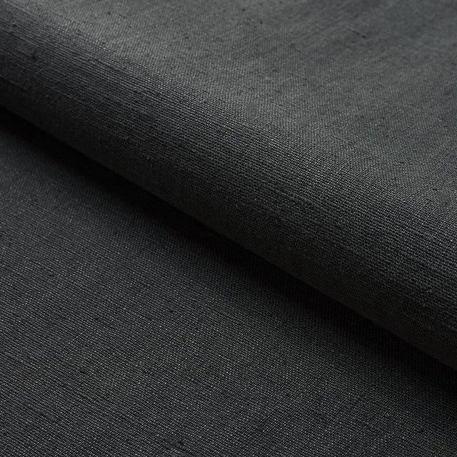 Sample - Schumacher Marco Performance Linen Fabric in Charcoal For Sale