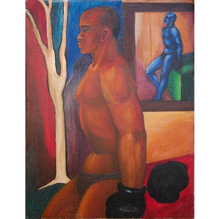 Warm-Toned Abstract Figurative Portrait of Boxer Jack Johnson, 1950s For Sale