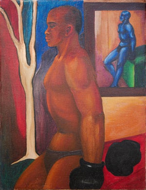 Warm-Toned Abstract Figurative Portrait of Boxer Jack Johnson, 1950s
