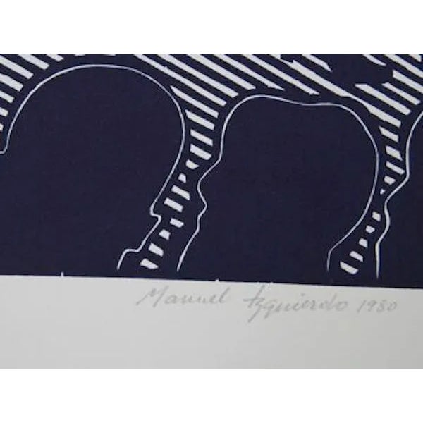 This woodcut print, titled "Spanish Dancer (Blue)," was created by the Spanish artist, Manuel Izquierdo, in 1980. It is...