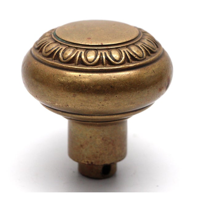 Traditional Antique Egg & Dart Concentric Brass Entry Door Knob For Sale - Image 3 of 4