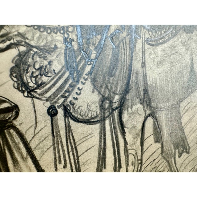 Millard Sheets (1907-1989) Original Pencil Sketch Camels and Figures, Framed For Sale - Image 11 of 17
