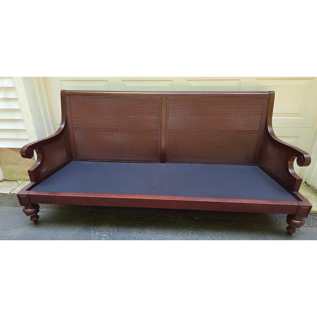 This particular Ethan Allen double cane sofa rarely comes up for sale. Great condition minor ware. some marks on underside...