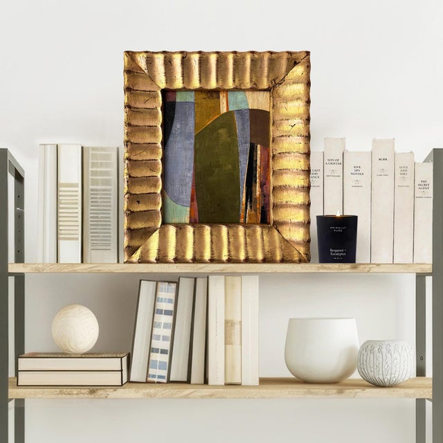 This is a new abstract oil painting in rich jewel colors inspired by shapes in nature. The oil painting is done a...
