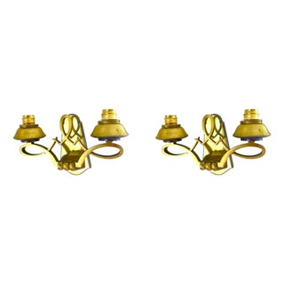 French Art Deco Bronze Wall Sconces from Liberos Paris, 1940s, Set of 2 For Sale