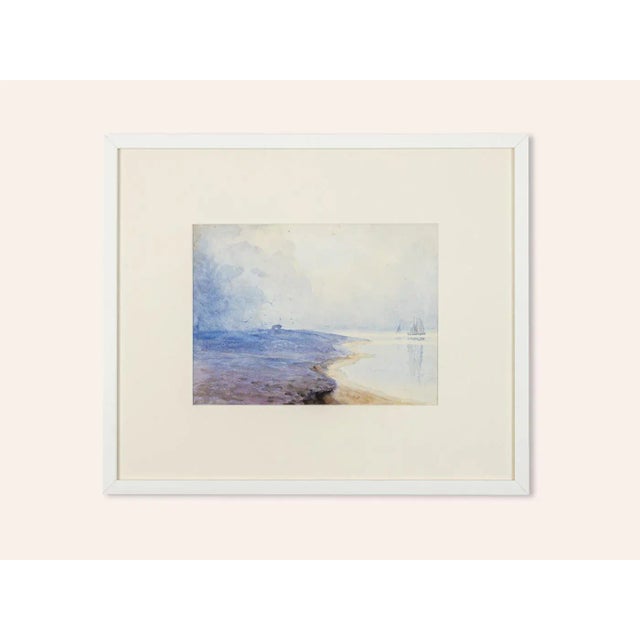 Paper Blue Coast, Watercolor on Paper, Framed For Sale - Image 7 of 7